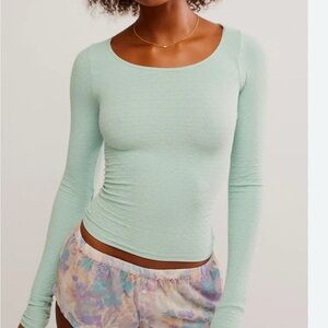 We The Free Light Green Long Sleeve love letter top small
